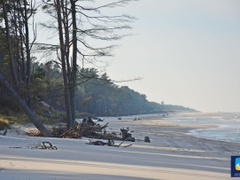 Dębki - pusta plaża czeka na specerowiczów